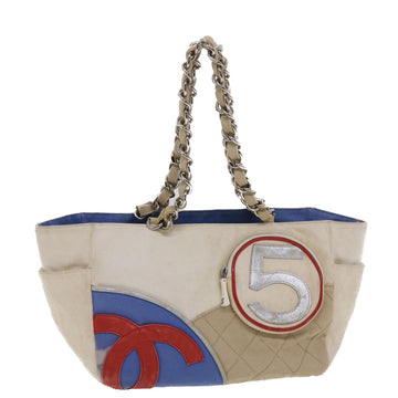 Top Quality Chanel Chain Tote Bag No5 Leather/canvas White CC Auth 49901