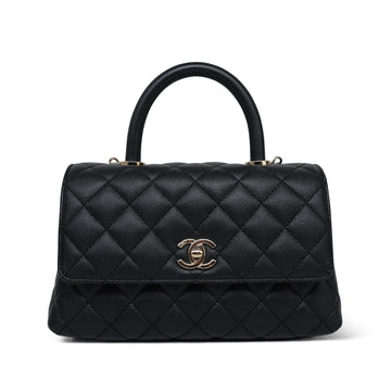 24P Black leather Quilted Coco Handle Small LGHW
