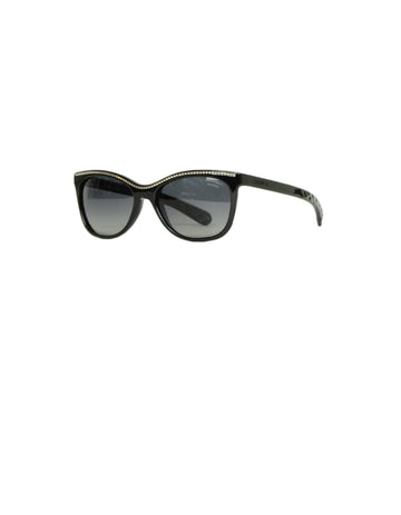 Chanel Black Acetate Polarized Sunglasses w/ Chain Inlay