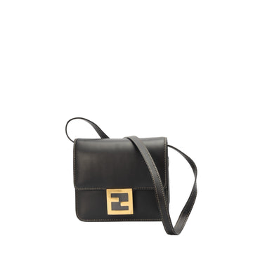Fendi Black Vitello Grace Matte Duo Baguette