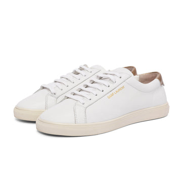 Saint Laurent White & Bronze Leather Andy Sneakers 39