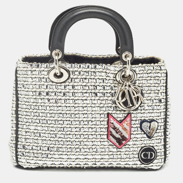Black/Silver Tweed and Leather Small Diorissimo Patch Tote