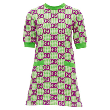 Gucci wool monogram jacquard crew sweater dress
