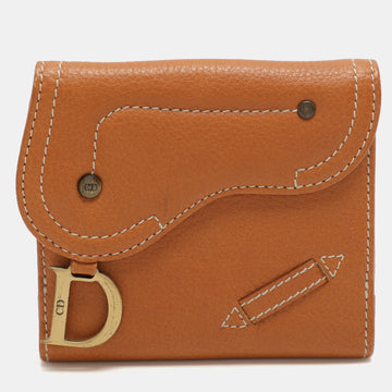 Dior Tan Leather Saddle Bifold Wallet