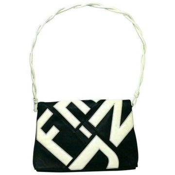 Fendi Black Leather XL Two Way Clutch W White  Love Style Graffiti Logo