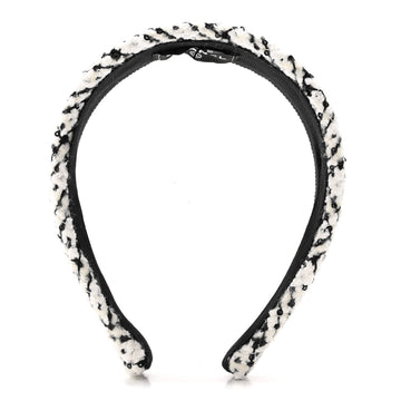 Tweed Sequin Headband White Black