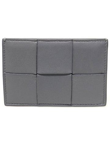 Luxury Bottega Veneta 649597 Gray Calfskin Intrecciato Card Holder