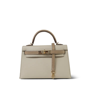 Mini Kelly Sellier II Bi-Color Horseshoe (HSS) Craie/Trench leather Permabrass Plated Z Stamp