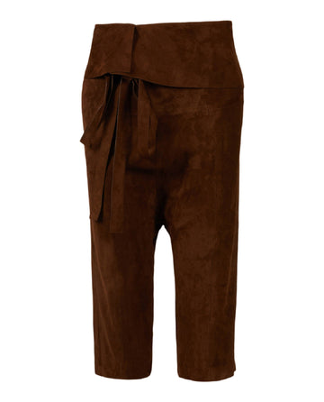 Saint Laurent Womens Cropped Suede Droped Shorts
