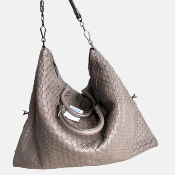Bottega Veneta Maxi Convertible Tote Bag Hobo Grey Leather Two-way Carry 50cm