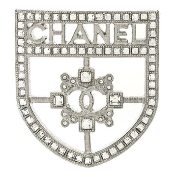 Swarovski Baguette Crystal CC Shield Brooch Silver