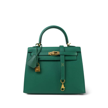 Kelly Sellier 25 Vert Vertigo Veau leather  C Stamp