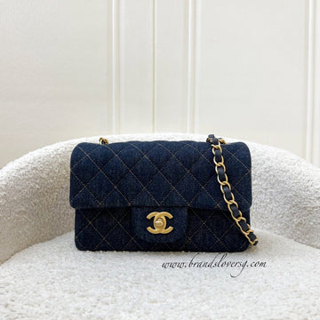 Chanel Mini Rectangle Classic Flap in 25C Dark Blue Denim and AGHW (Model: A69900)