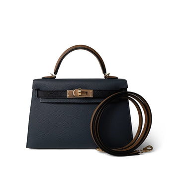 Mini Kelly Sellier Tri-Color Gris Misty/Noir/Alezan leather  W Stamp