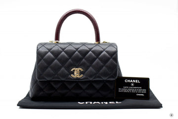 Top Quality Chanel A92990B05068 Coco Handle Black/burgundy Leather Small Shoulder Bags Pbhw