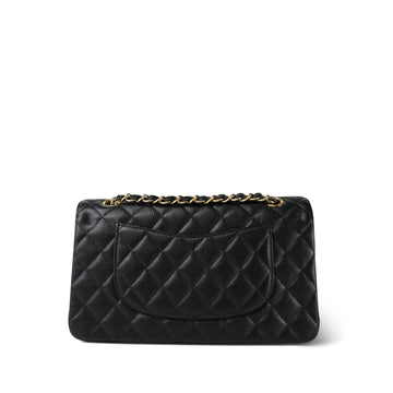 20C Black leather Quilted Classic Flap Medium Gold Hardware