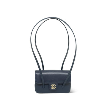 Navy leather Quilted Preppy Coco Shoulder Bag Mini AGHW
