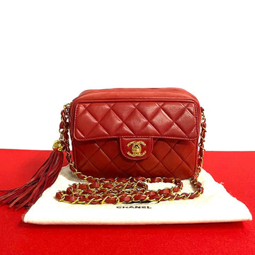 Top Quality Chanel Leather Matelasse Tassel Chain Shoulder Bag Red