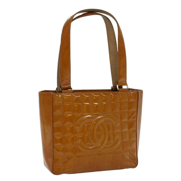 Top Quality Chanel Choco Bar Shoulder Bag Patent leather Yellow CC Auth 53382