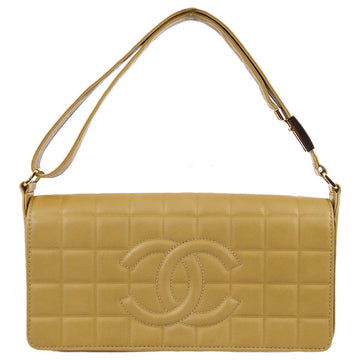 Top Quality Chanel 2003-2004 * Choco Bar Shoulder Bag Beige Leather