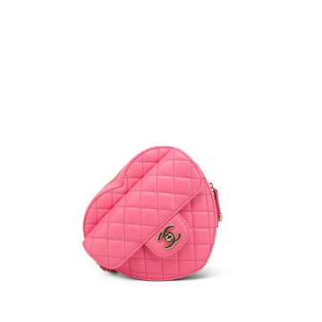 22S Pink leather Quilted Heart Bag Large LGHW