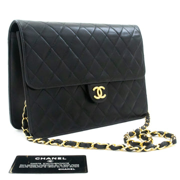 Top Quality Chanel Chain Shoulder Bag Clutch Black Quilted New Leather Purse