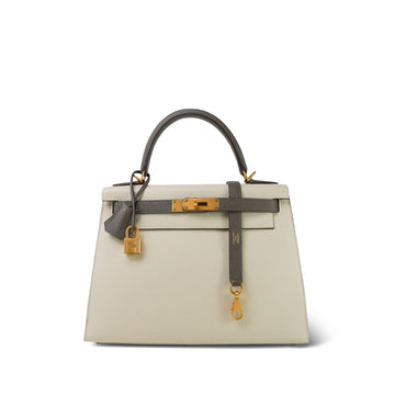 Kelly Sellier 28 Bi-Color Horseshoe (HSS) Craie/Etain leather  C Stamp