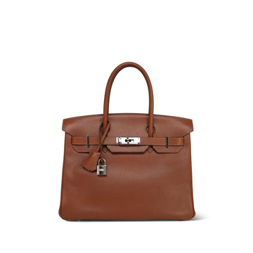 Birkin 30 Noisette Vache Liegee Palladium Plated J Square Stamp