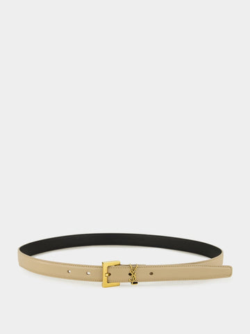 Dark Beige Cassandre Thin Leather Belt