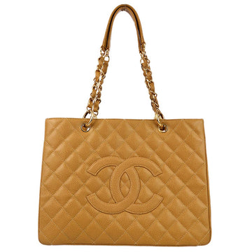 Top Quality Chanel 2003-2004 Beige Leather Grand Shopping Tote GST Chain Handbag