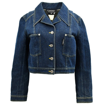 Top Quality Chanel Single Breasted Leather/denim Jacket Indigo
