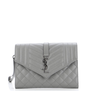 Classic Monogram Envelope Wristlet Clutch Mixed Matelasse Leather