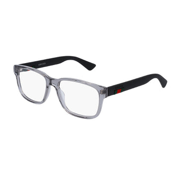Gucci Eyeglasses Square Full Rim, Transparent Grey Frame and Clear Demo Lenses Lens GG0011O003