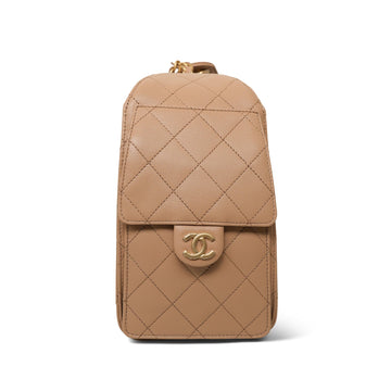 Beige leather Quilted 25 Hobo Bag Small AGHW