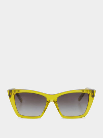 Transparent Acid Green Mica Cat-Eye Sunglasses