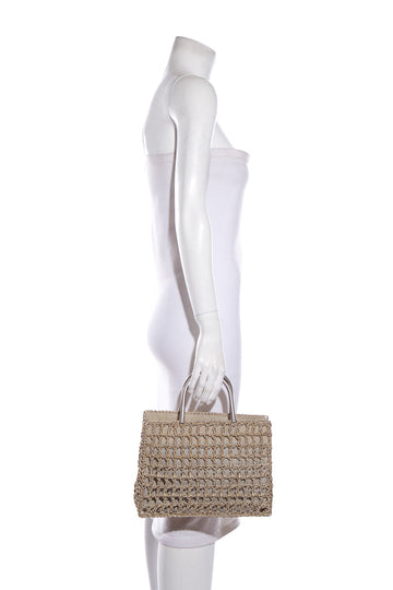 Salvatore Ferragamo Natural Woven Leather Handbag