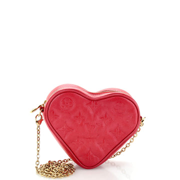 Coeur Heart on Chain Bag Monogram Embossed Leather