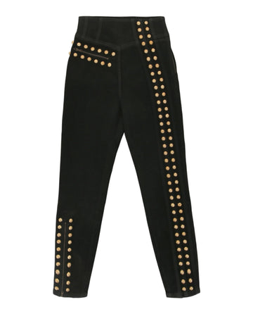 Gucci Womens Coated Denim Pant With Studs