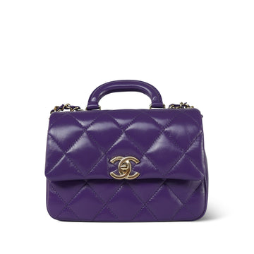 24C Purple Shiny leather Coco Trip Flap Bag Light Gold Hardware