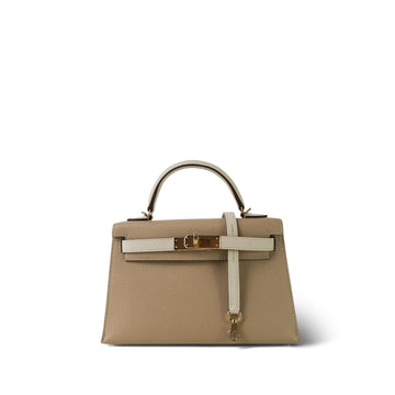Mini Kelly Sellier II Bi-Color Horseshoe (HSS) Trench/Craie leather Permabrass Plated Z Stamp
