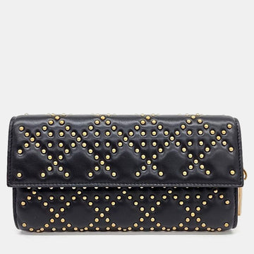 Black Cannage Leather Stud Clutch