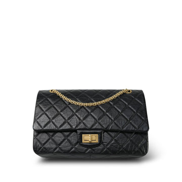 Black Crumpled leather Quilted Reissue 2.55 227 Aged Gold Hardware