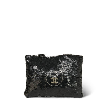 Black Sequin CC Trompe L'oeil Tote Mini SHW