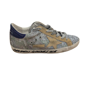 Super Star Camoglitter Sneakers In Silver/tan/purple