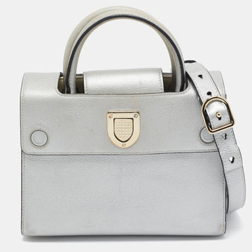 Silver Leather Mini Diorever Tote