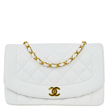 Top Quality Chanel White Leather Medium Diana Chain Shoulder Bag