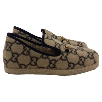 Gucci Covered GG Monogram Fria Horsebit Loafers in Beige Wool