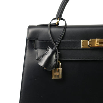 Kelly 32 Black Box leather  U Circle Stamp