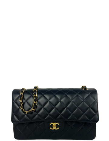 Chanel Black Lambskin Double Flap Jumbo Bag GHW