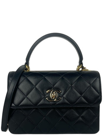 Chanel 2025 Black Lambskin Quilted Trendy CC